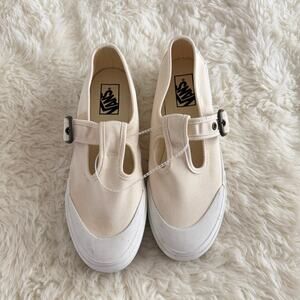 NEW VANS Mary Jane Style 93 Buckle Strap Shoes White Canvas